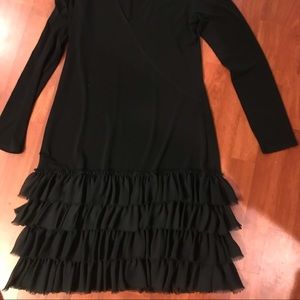 ABS dress, L, flouncy ruffles, black, 35”